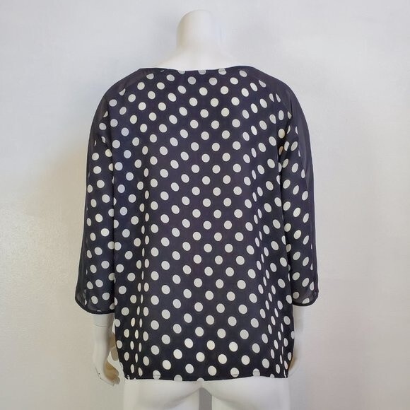 INC Black & White Polkadot Blouse - Picture 3 of 4